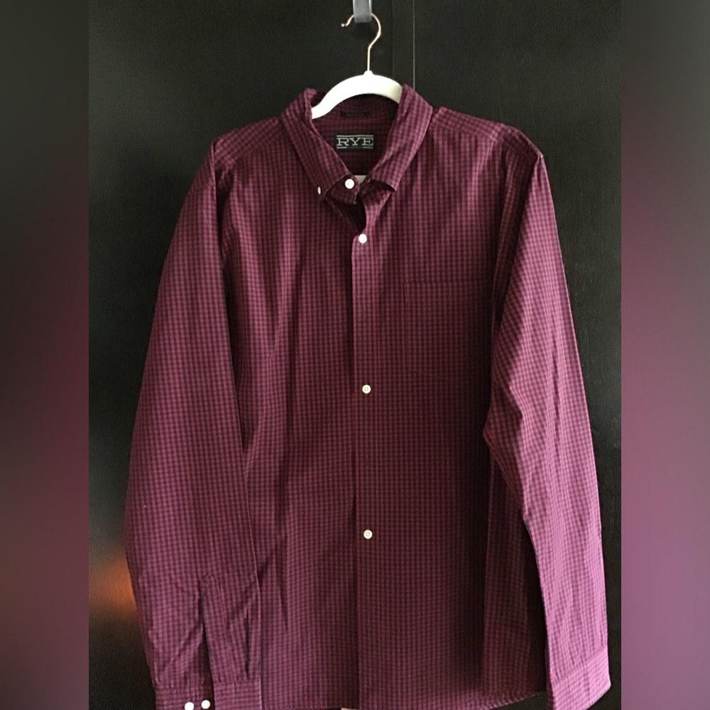 Rye Men's Burgundy Check Button-Down Shirt